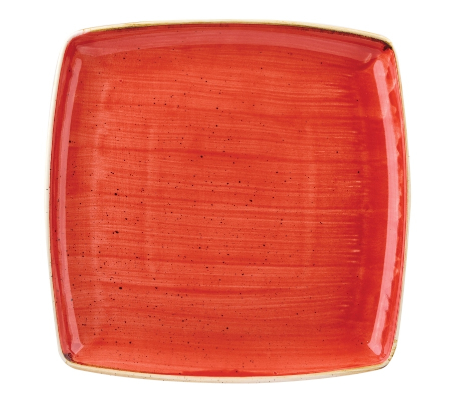 Teller flach eckig 26.8 X 26.8 cm, Berry Red